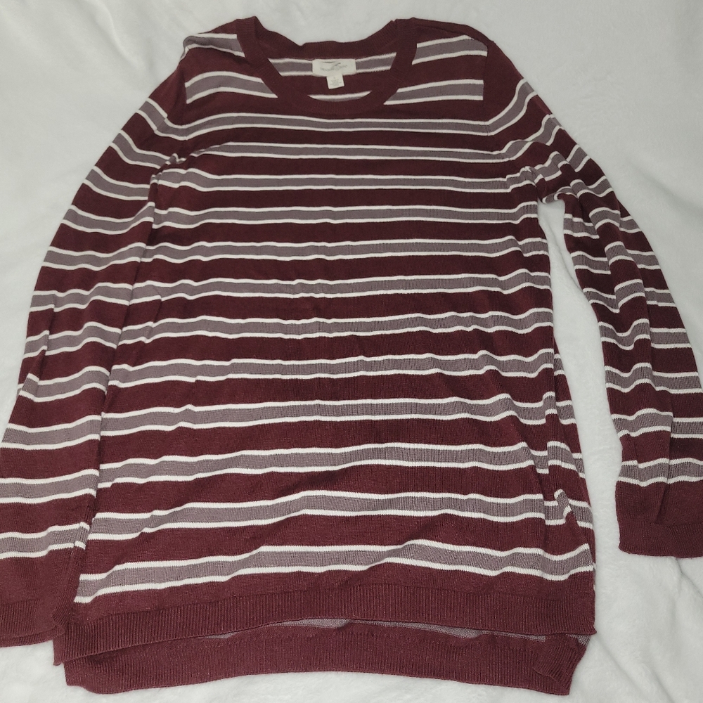 Striped Maroon and White Sweater